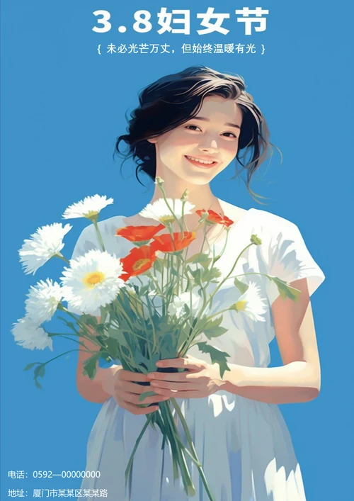 始终温暖有光唯美女神节海报