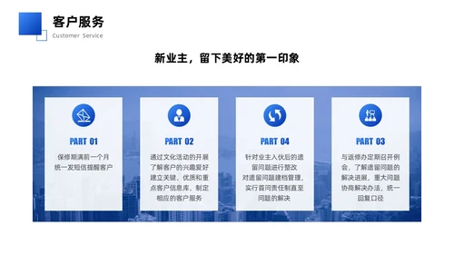 蓝色简约商务实拍风物业管理品质提升策划书PPT模版员工培训