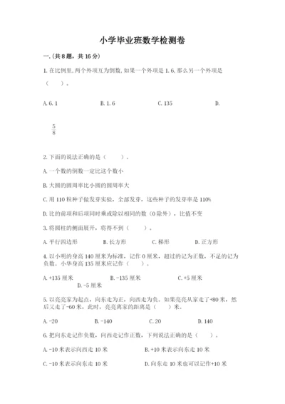 小学毕业班数学检测卷及完整答案【夺冠系列】.docx