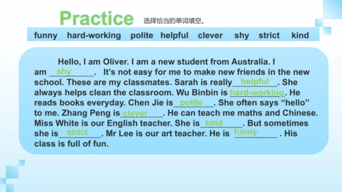 Unit1 What's he like? PartB  Let's talk&learn 课件(共