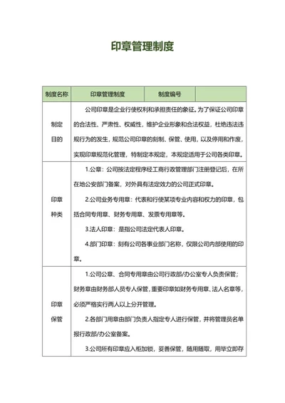 公司印章管理制度word模板