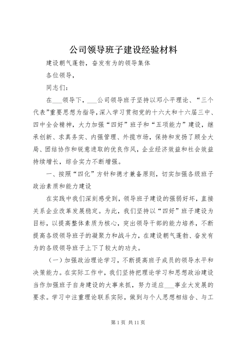 公司领导班子建设经验材料 (2).docx