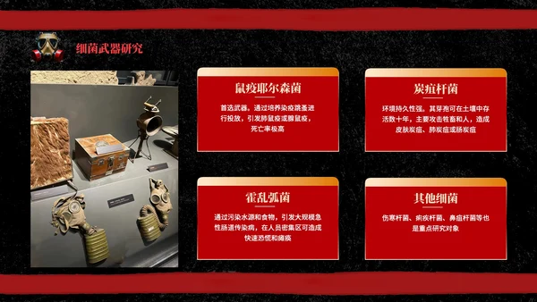 黑红色复古风731部队介绍PPT模板