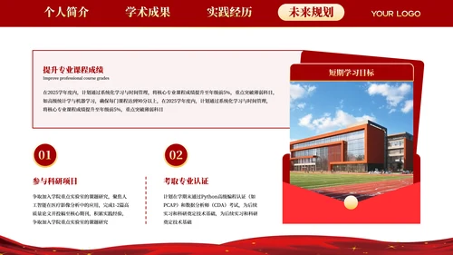 红色学院风20XX学年度国家奖学金答辩PPT模板