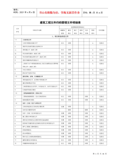 建筑工程文件归档管理明细表(全).docx