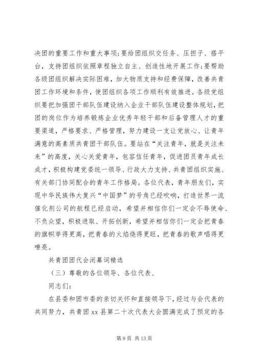 共青团团代会闭幕词精选.docx