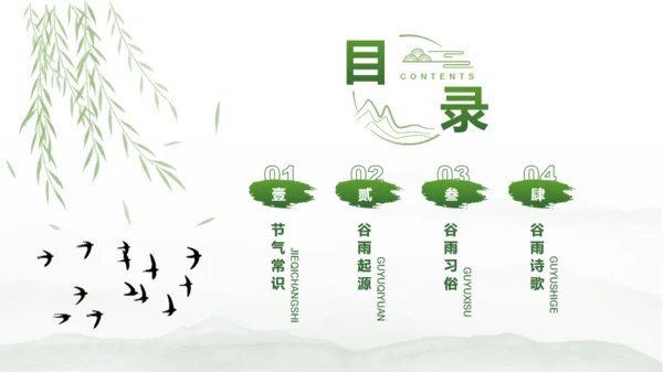 简约绿色中国风二十四节气谷雨PPT模板