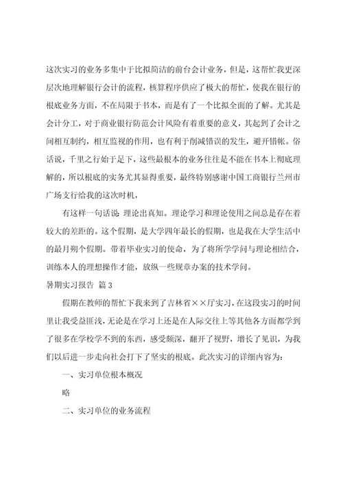 暑期实习报告模板5篇