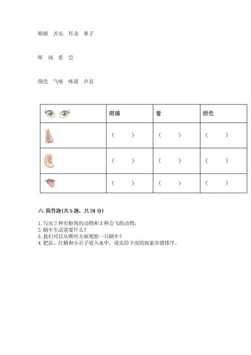 教科版一年级下册科学期末测试卷能力提升