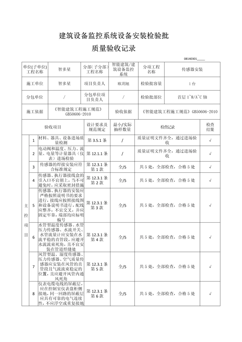 建筑设备监控系统设备安装检验批质量验收记录.docx