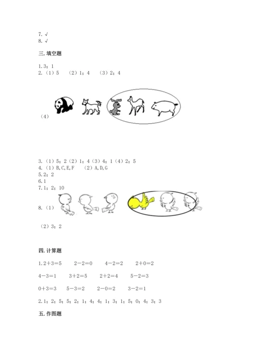 人教版一年级上册数学期中测试卷精品带答案.docx