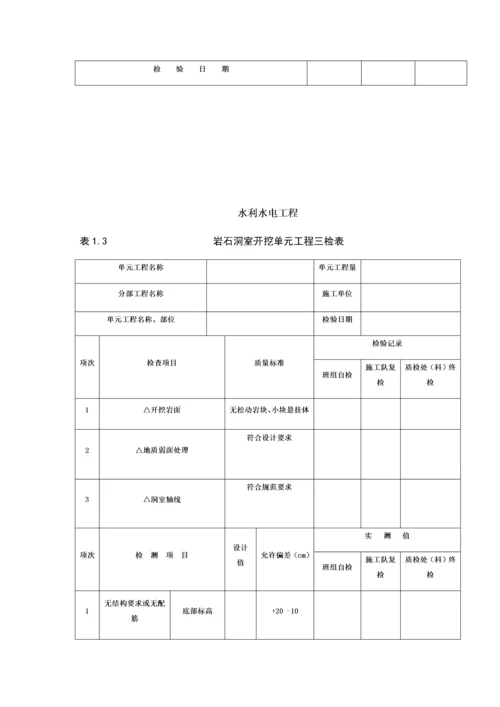 水利水电三检表格DOC136页.docx