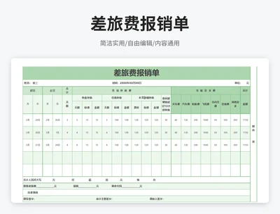 简约风差旅费报销单