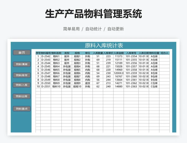 生产产品物料管理系统