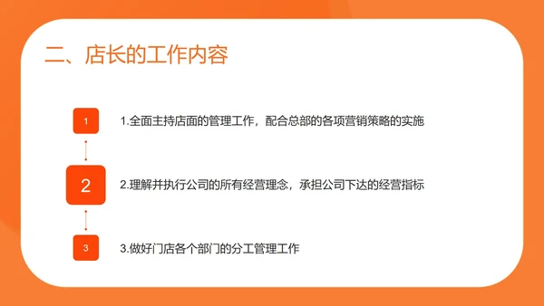 橙色扁平风便利店店长入职培训PPT模板