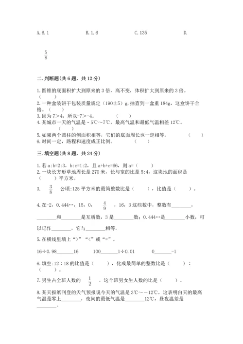 人教版六年级下册数学期末测试卷精品【达标题】.docx
