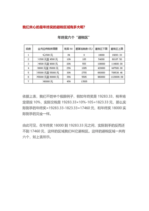 年终奖计缴个税的3种方法及6个避税区.docx