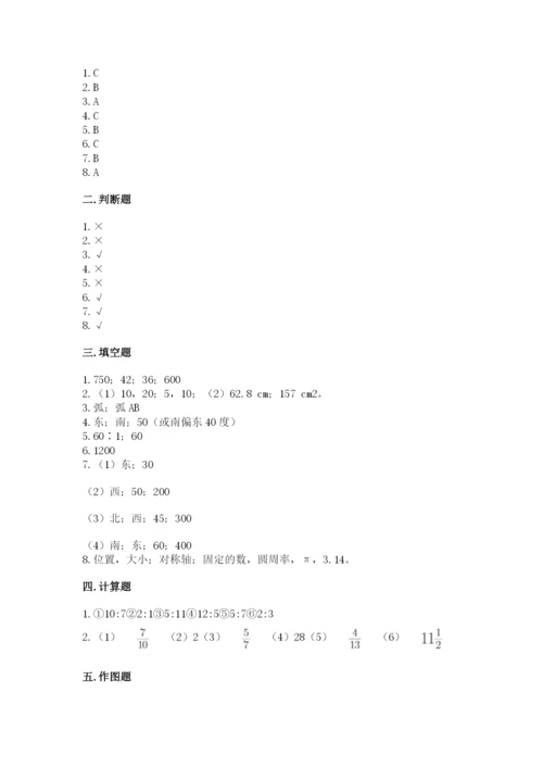 小学数学六年级上册期末测试卷含答案【满分必刷】.docx
