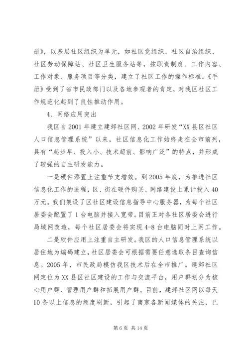 在区委调研社区建设工作会议上的汇报.docx