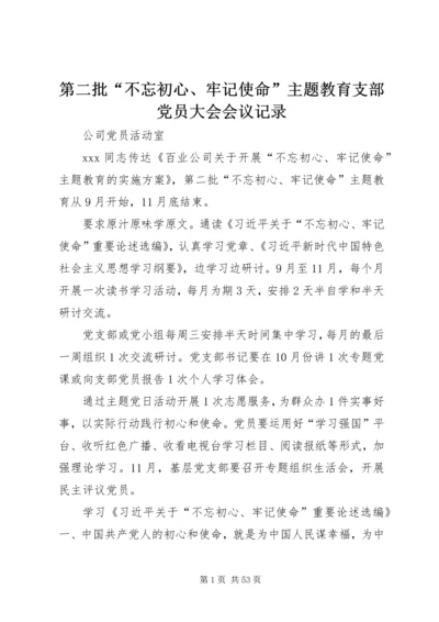 第二批“不忘初心、牢记使命”主题教育支部党员大会会议记录.docx