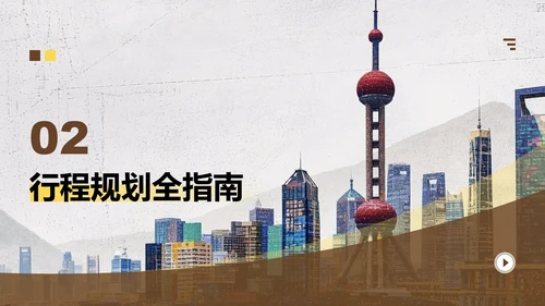 棕黄色复古风上海旅游攻略PPT模板