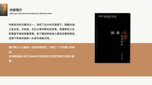 余华《活着》读后感PPT模板