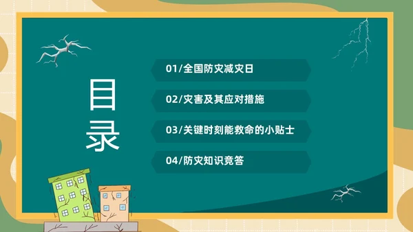 防震减灾绿色清新黑板风卡通儿童512全国防灾减灾日汶川地震十五周年