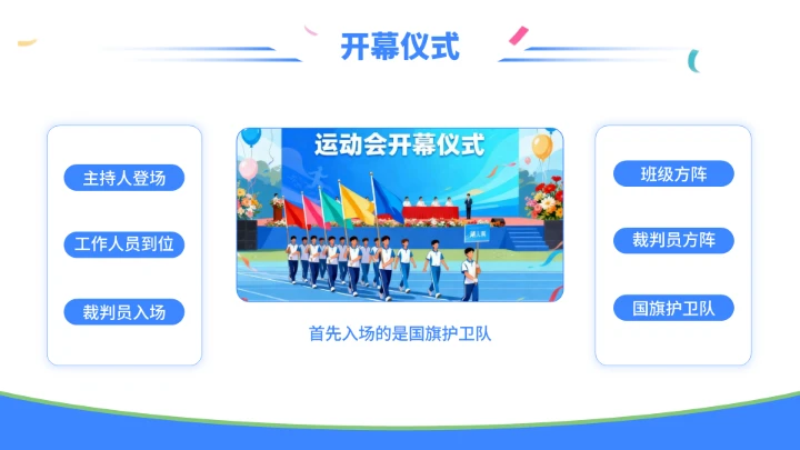 蓝色插画运动风校园运动会PPT模板