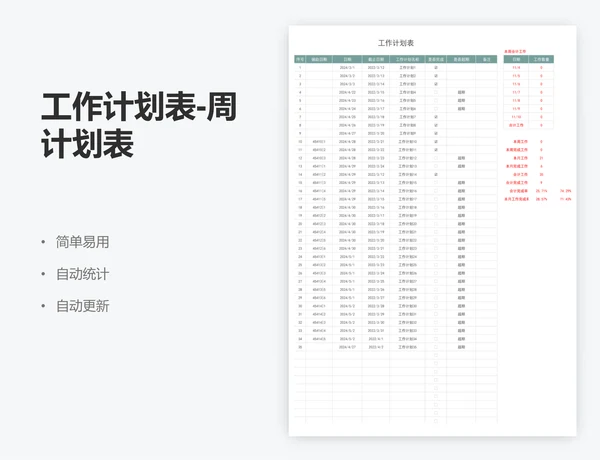 工作计划表-周计划表