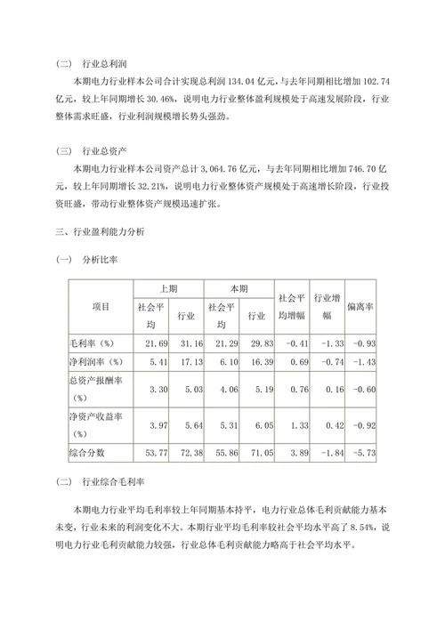 电力行业分析报告