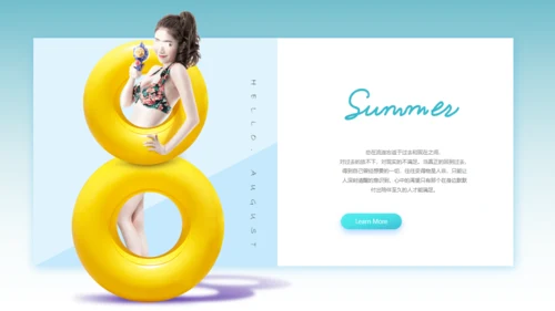 清爽夏日海边沙滩通用PPT模板