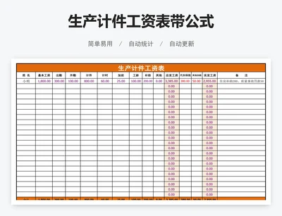 生产计件工资表带公式