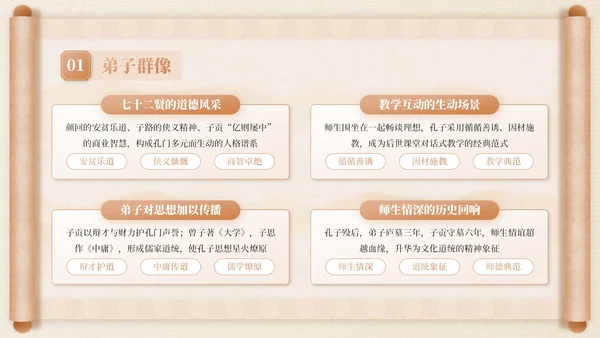 米色中国风孔子诞辰主题班会PPT模板