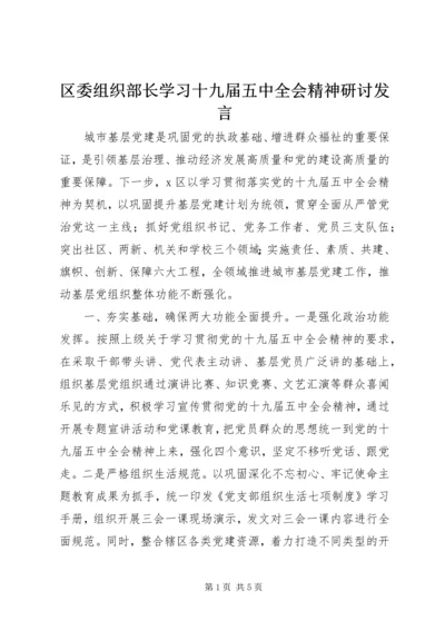 区委组织部长学习十九届五中全会精神研讨发言.docx