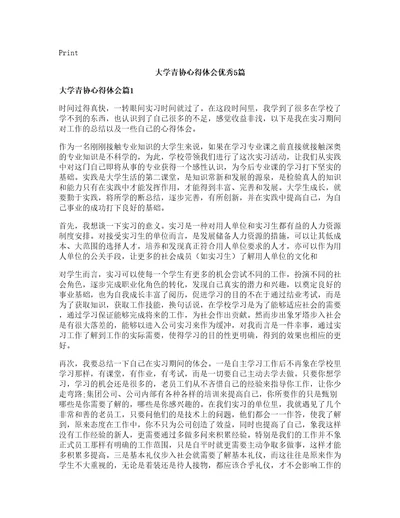 大学青协心得体会优秀5篇