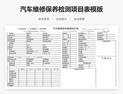 汽车维修保养检测项目表模版