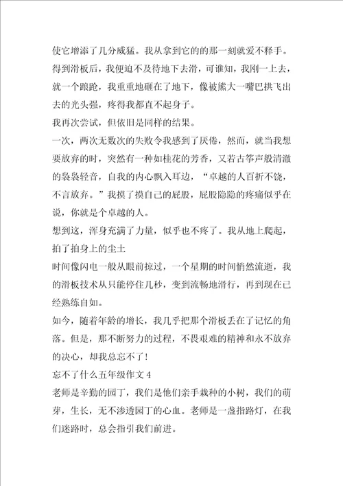 小学五年级作文忘不了什么7篇