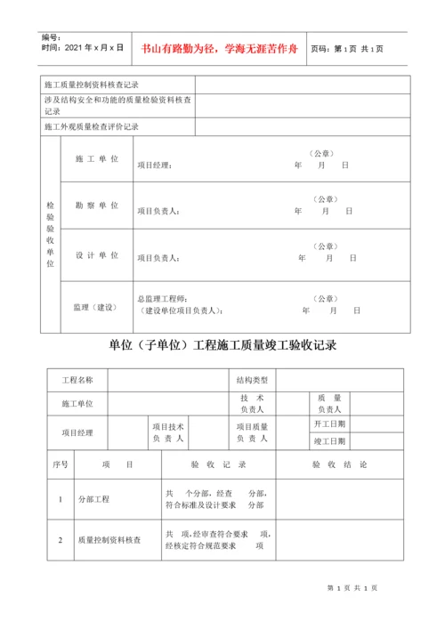 新版市政工程施工与质量验收规范表格.docx