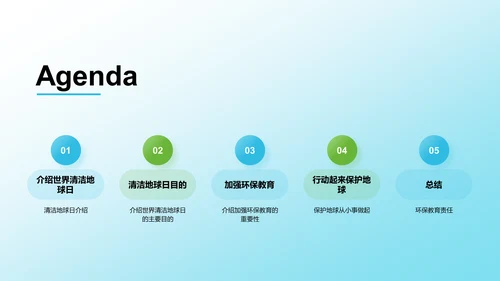蓝色简约扁平拥抱清洁地球日培训课件PPT模板