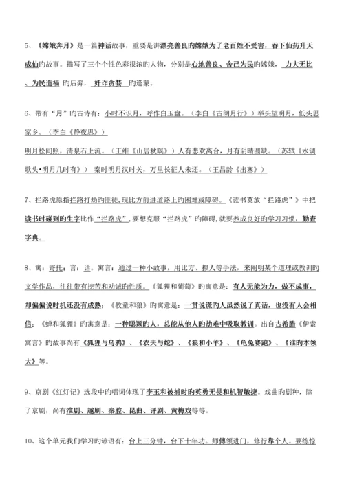 2023年苏教版小学语文五年级上册课文知识点归纳.docx