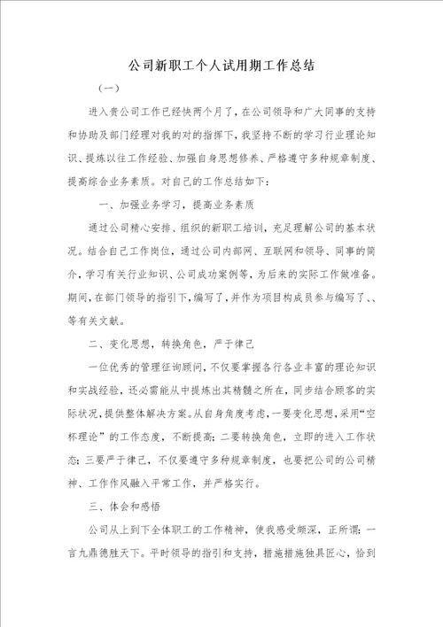 企业新职员个人试用期工作总结00001