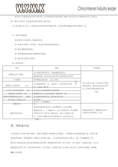 网鱼网咖人事支持中心培训手册