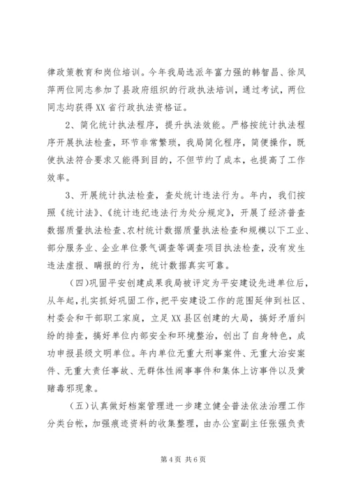 县统计局普法依法整治工作汇报.docx