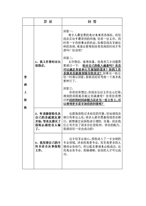 保险公司增员话术汇编