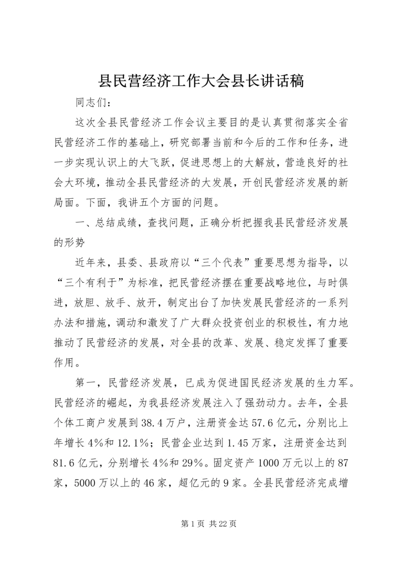 县民营经济工作大会县长讲话稿.docx