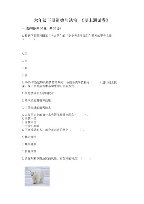 六年级下册道德与法治 《期末测试卷》精品（预热题）.docx