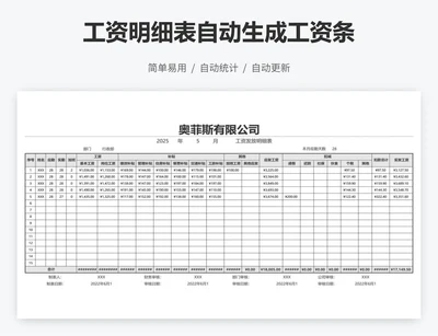 工资明细表自动生成工资条