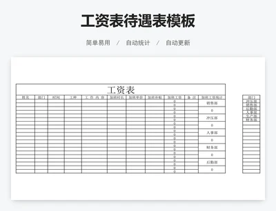 工资表待遇表模板