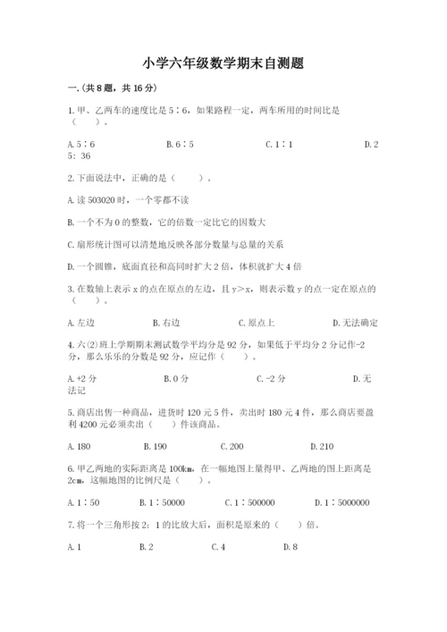 小学六年级数学期末自测题及完整答案【历年真题】.docx