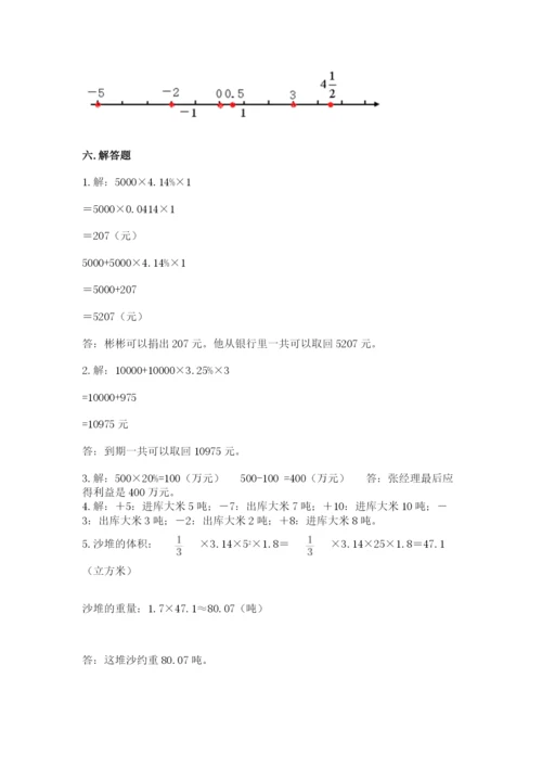 突泉县六年级下册数学期末测试卷及答案（最新）.docx